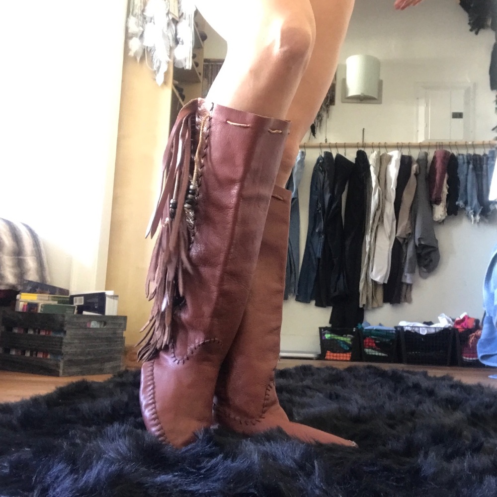 Authentic Leather Fringe Moccasins